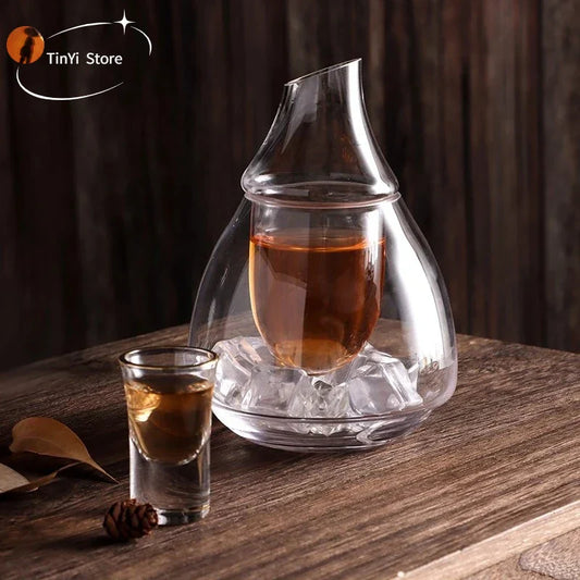 DecorBites™ Glass Wine Pot Transparent Sake Ice Jug Decanter Whiskey Dispenser