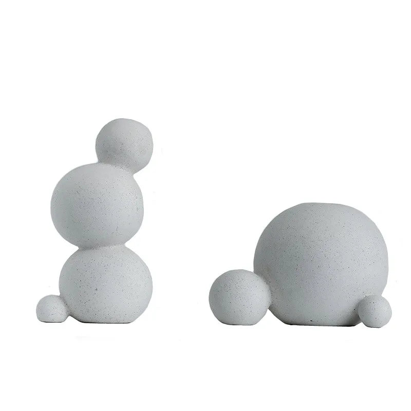 ديكوربايتس™ منحوتة سيراميكية هندسية يدوية: زينة سطح مكتب دائرية تجريدية لديكور المنزل