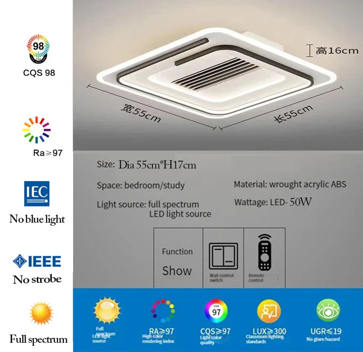 DecorBites™ LED Bladeless Ceiling Fan with Remote Control for Modern Living Room