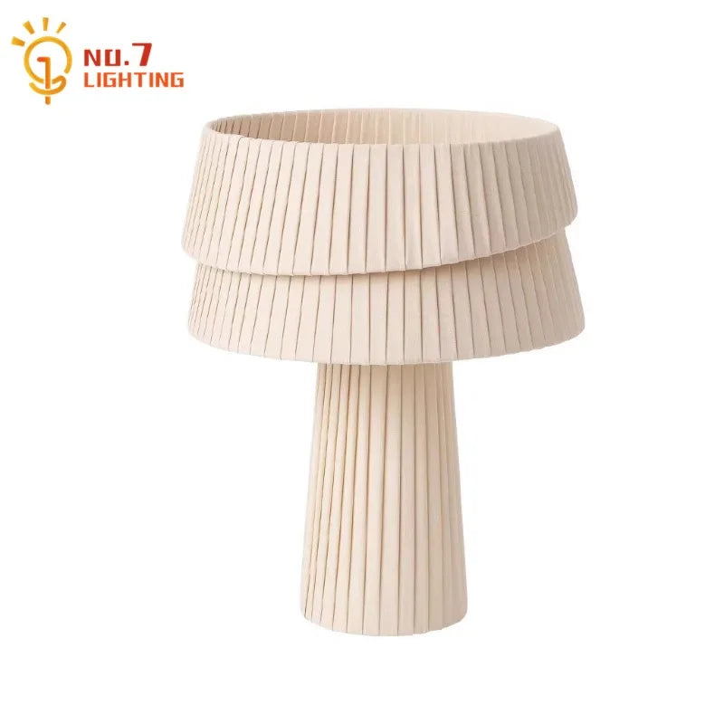 Lámpara de mesa DecorBites™ Cream Wind Mushroom con LED E27. Decoración retro para dormitorio o cafetería.