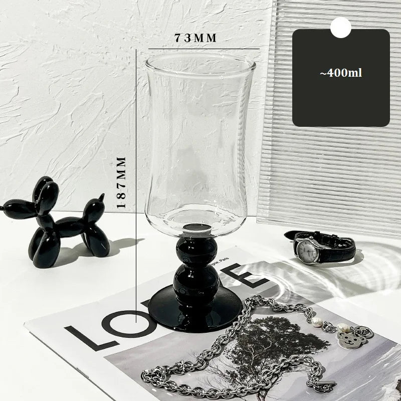 DecorBites™ Glass Beaded Stem Coffee Mug 13oz - Nordic Style Cocktail Cup Ice Cream Yogurt