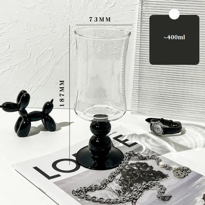 DecorBites™ Glass Beaded Stem Coffee Mug 13oz - Nordic Style Cocktail Cup Ice Cream Yogurt