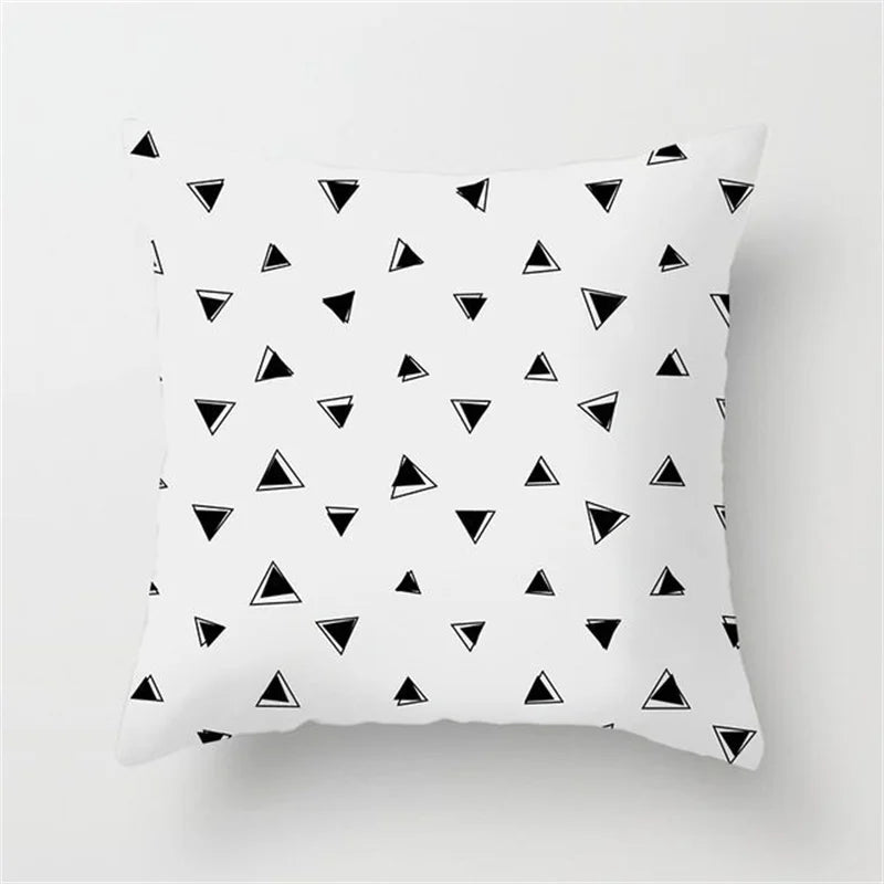 DecorBites™ Heart Stripe Pillow Cases | Black & White Polyester Cushion Covers