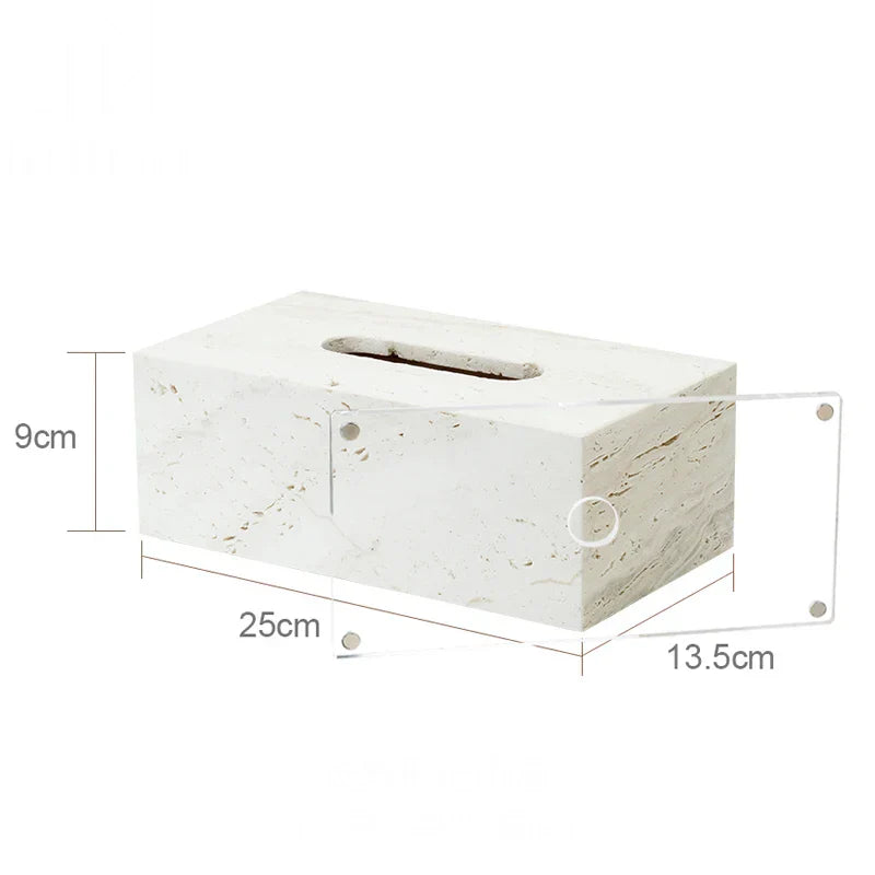 DecorBites™ Beige Travertine Marble Bathroom Set - Soap Dispenser Toothbrush Holder Tissue Box