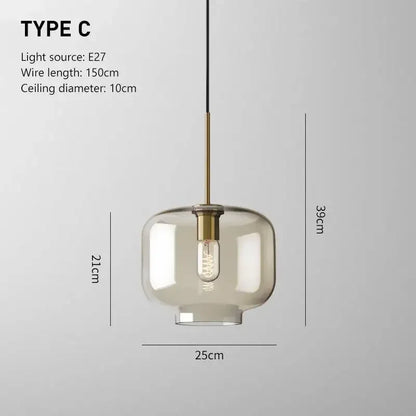 Vintage Glass Pendant Light With Nordic Modern Style