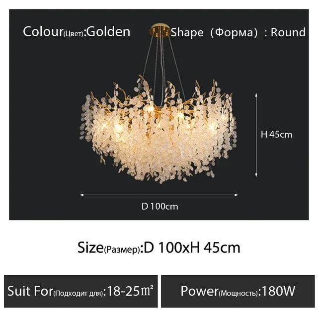 DecorBites™ Gold Chandelier Glass Pendant Lamp for Home Decor - Modern Luxury Lighting