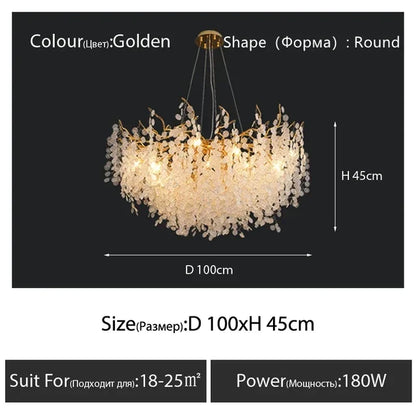 DecorBites™ Gold Chandelier Glass Pendant Lamp for Home Decor - Modern Luxury Lighting