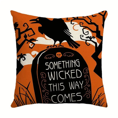 DecorBites™ Halloween Pillowcase Set - Festive Sofa Cushion Covers with Pumpkin Cat Witch Hat Print.