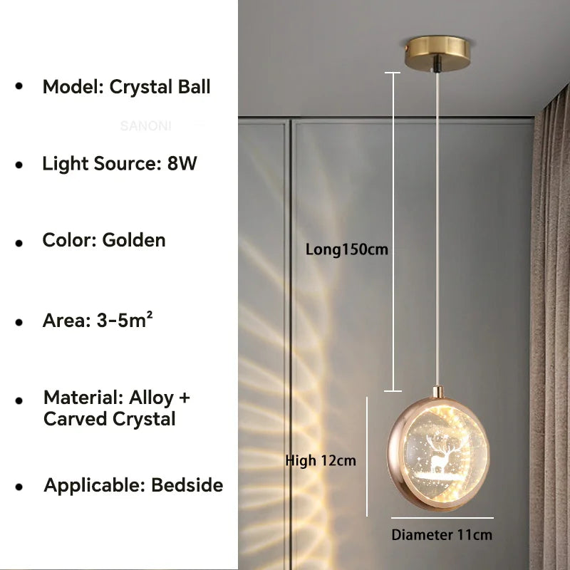 Lámpara de araña de bola de cristal DecorBites™ - Lámpara colgante de lujo para dormitorio y sala de estar
