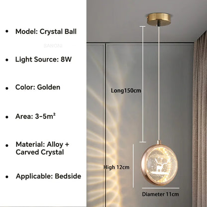 Lámpara de araña de bola de cristal DecorBites™ - Lámpara colgante de lujo para dormitorio y sala de estar