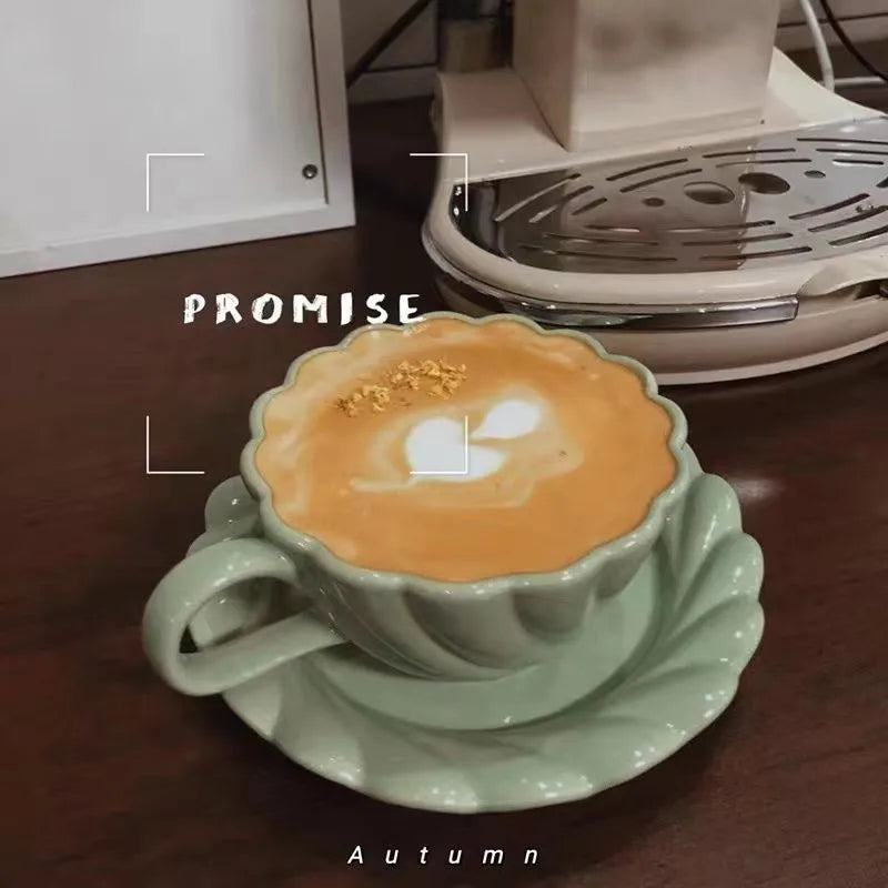 DecorBites™ Elegant Lace Ceramic Coffee Cup and Saucer Set for Home and Office