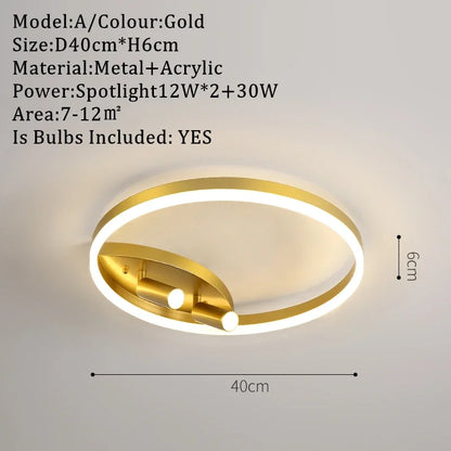 DecorBites™ Gold LED Ceiling Lights Remote Control Dimmable Living Room Kitchen Lighting