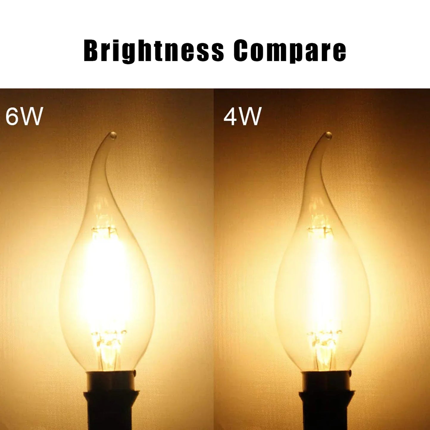 DecorBites™ Dimmable Chandelier LED Bulbs E12 E14 Candelabra Flame Bent Tip 60W Equivalent