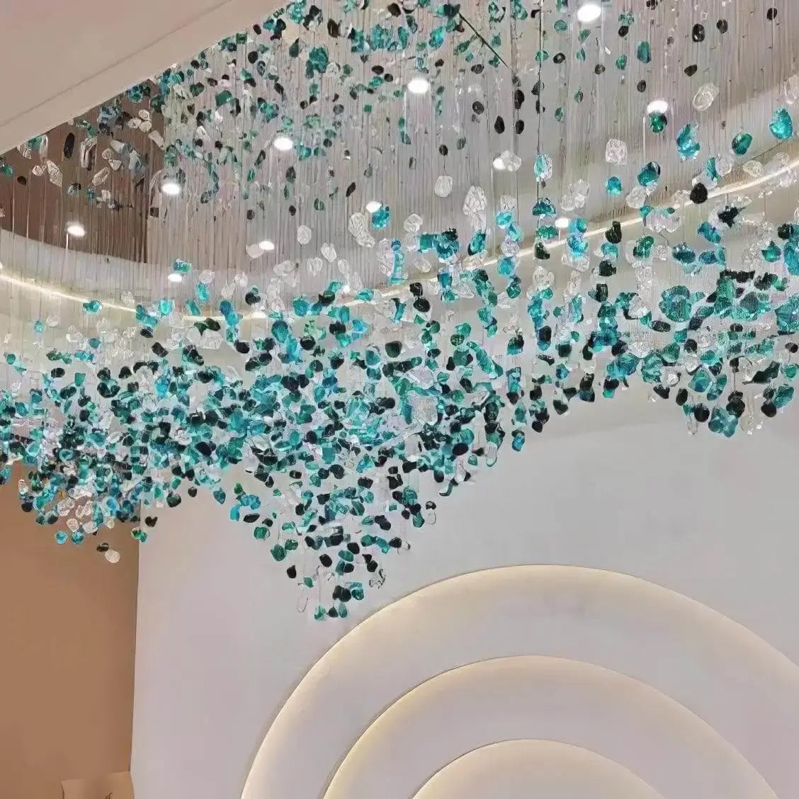 DecorBites™ Green Crystal Stone Chandelier for Modern Spaces