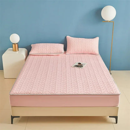 DecorBites™ Ice Silky Latex Fitted Sheet Set - Soft Breathable Solid Color Mat