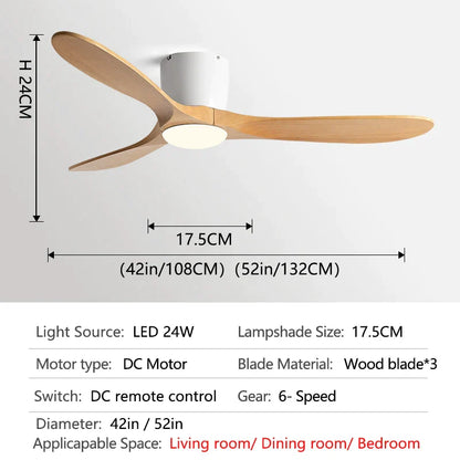 مروحة أرضية منخفضة DecorBites™ مقاس 52 بوصة مزودة بإضاءة وشفرة خشبية وجهاز تحكم عن بعد ومروحة سقف مزودة برياح قوية