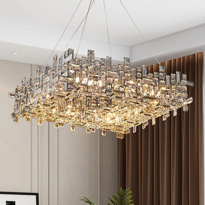 DecorBites™ Crystal Chandelier: Designer Luxury Ceiling Lamp for Living Room, Bedroom, Dining Table