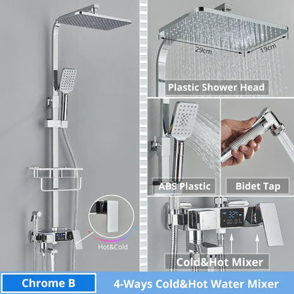DecorBites™ Digital Display Shower Faucet Set with Rain Shower Head