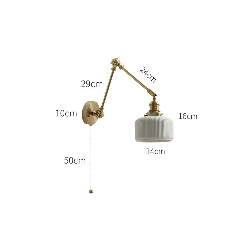 DecorBites™ Glass Shade LED Wall Light with Pull Chain Switch - Plug-In Bedroom Lamp