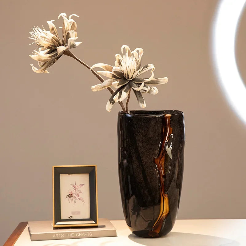 مزهرية زجاجية سوداء من DecorBites™ لتزيين غرفة التراريوم وترتيب الزهور