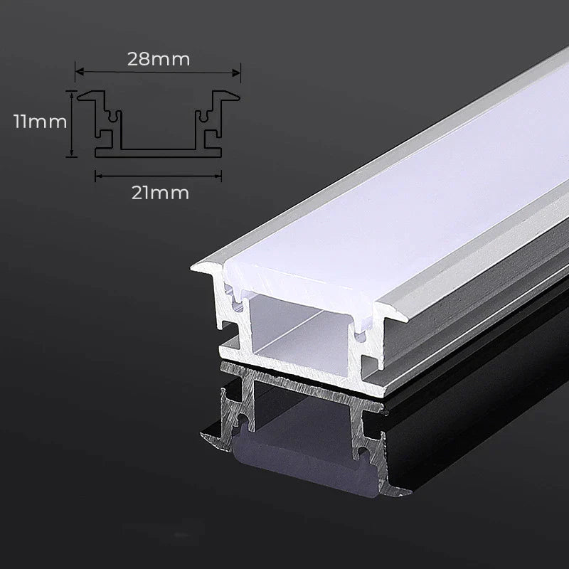 قناة DecorBites™ 0.5 متر U/YW من الألومنيوم مع غطاء حليبي لإضاءة شريط LED