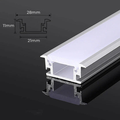 قناة DecorBites™ 0.5 متر U/YW من الألومنيوم مع غطاء حليبي لإضاءة شريط LED