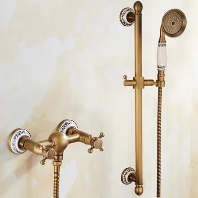 DecorBites™ Brass Bathtub Shower Set Wall Mounted - Hot and Cold Mixer Taps