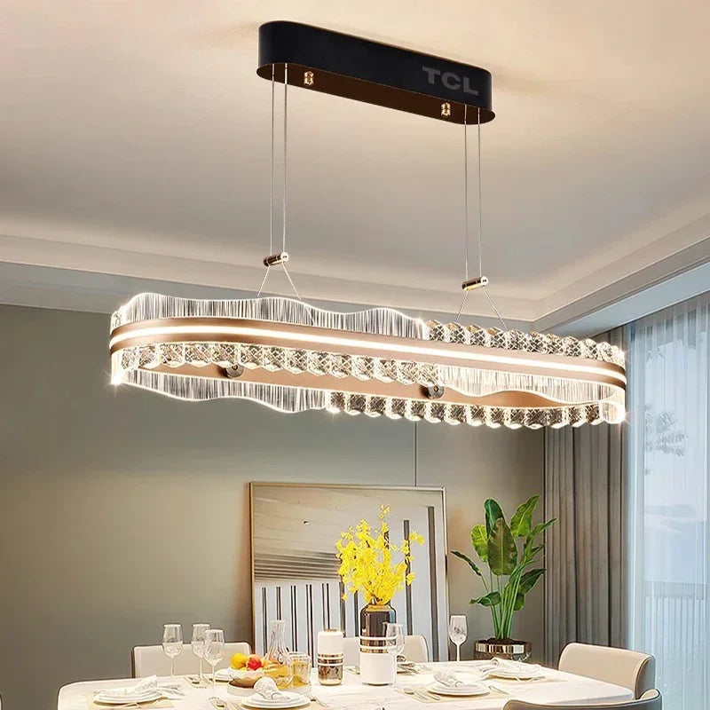 Brushed Gold LED Chandelier 88cm Length