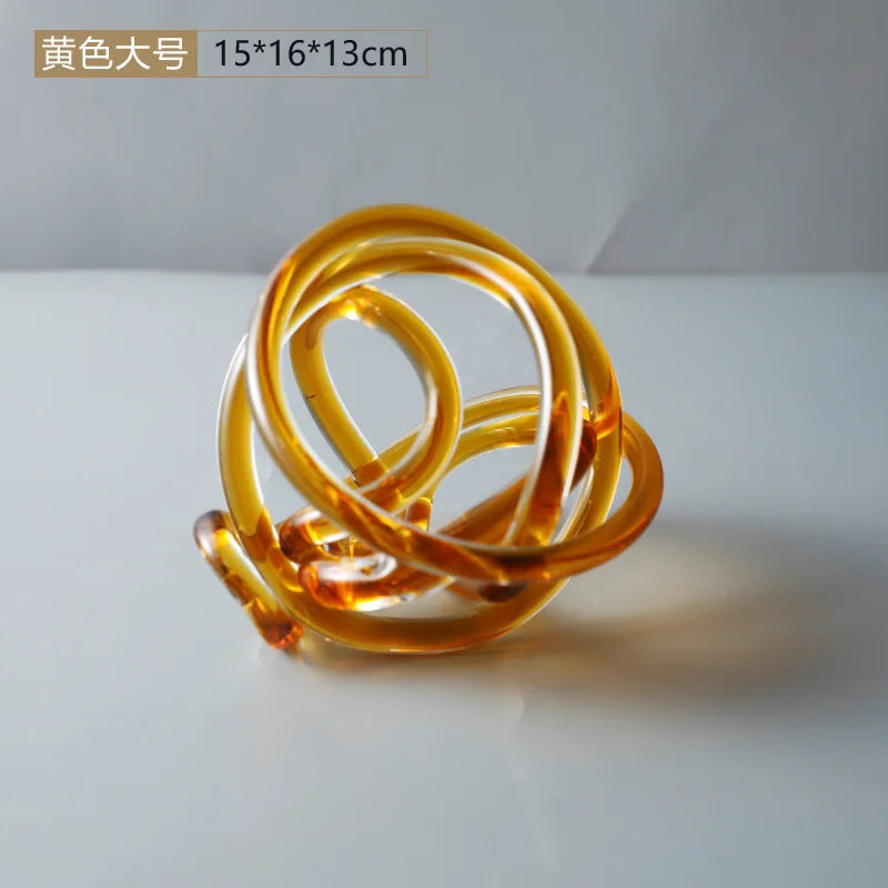 DecorBites™ Escultura de nudo de vidrio retorcido, figuras decorativas geométricas para el hogar