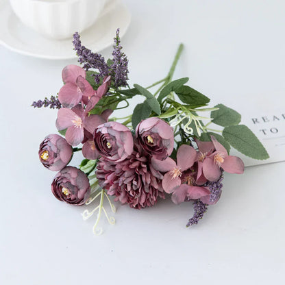 DecorBites™ Artificial Hydrangea Tea Rose Bouquet for Home Decor and DIY Wedding Bouquets