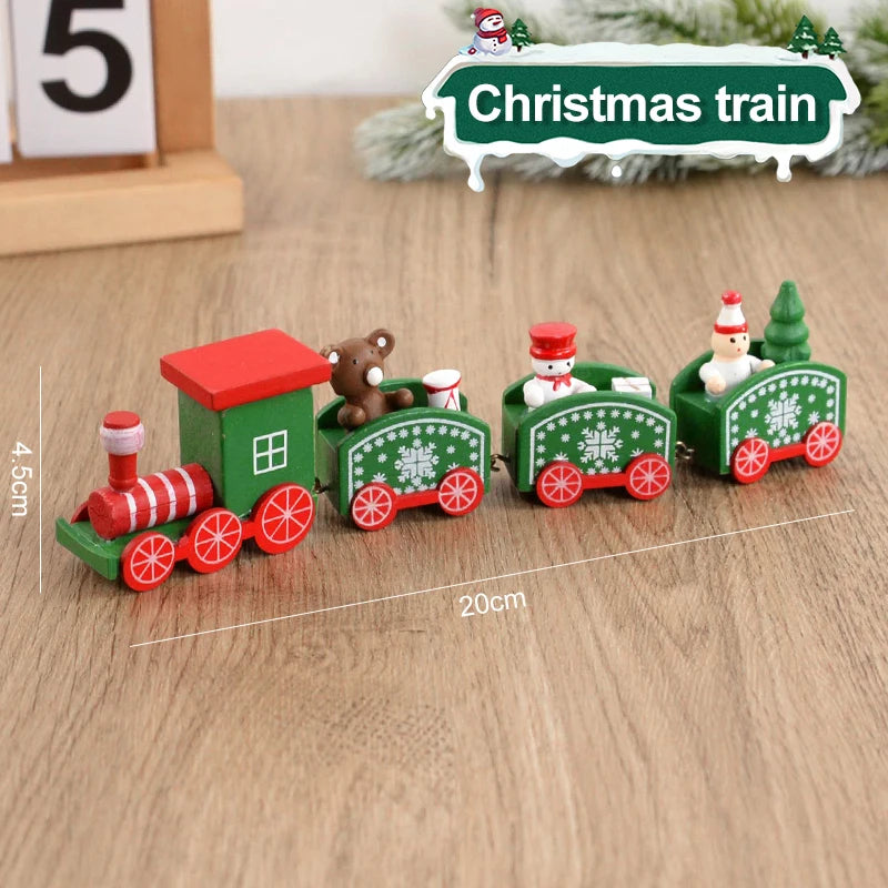 Christmas Wooden Train Merry Christmas Decorations for Home 2024 Xmas Tree Ornament  Navidad Noel Kids Gift Happy New Year 2025