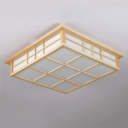 DecorBites™ Japanese Wooden Square LED Ceiling Lights for Modern Living Room and Kitchen