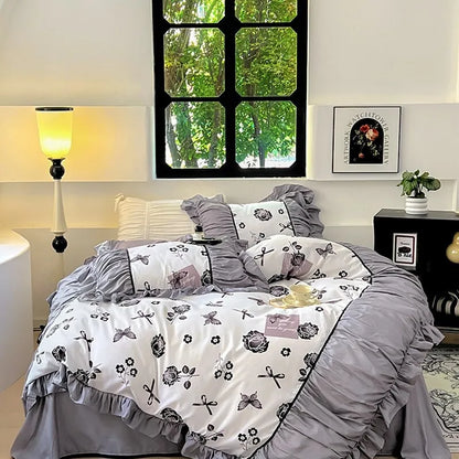 DecorBites™ Lace Printed Duvet Cover Set - Elegant, Cozy Bedding for Single & Double Beds