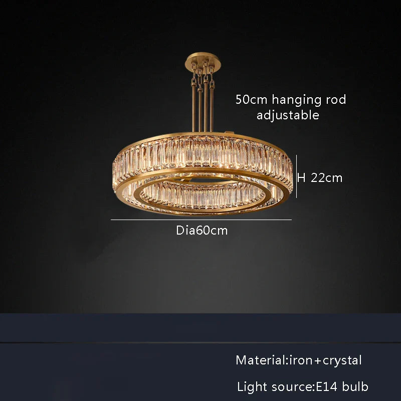 Decorbites™ Lámpara de Araña de Techo de Cristal Dorado LED para Decoración de Hogar de Lujo