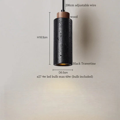 DecorBites™ LED Pendant Lights Black Travertine Table Hanging Lamp for Bedroom Living Dining Room