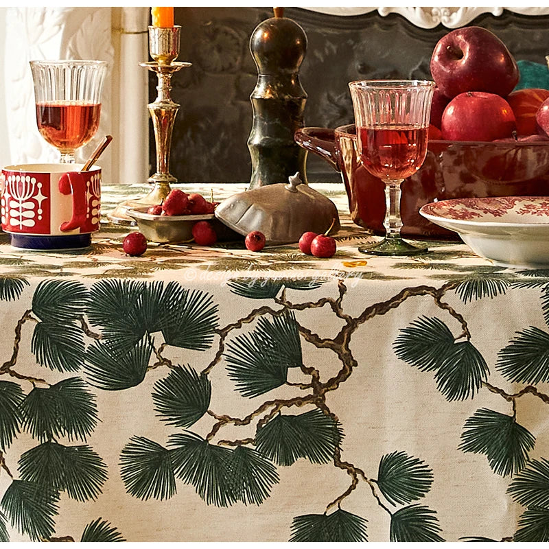 Cotton Linen Pine Tablecloth