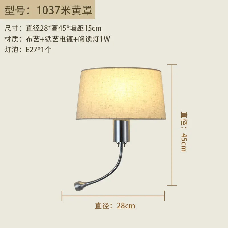DecorBites™ Elegant Fabric Wall Lamp for Bedside Reading in Modern Nordic Style