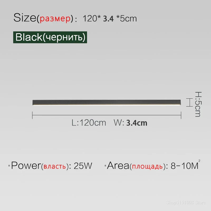White LED Ceiling Light L150cm Dimmable Remote