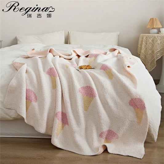 DecorBites™ Kawaii Ice Cream Jacquard Blanket