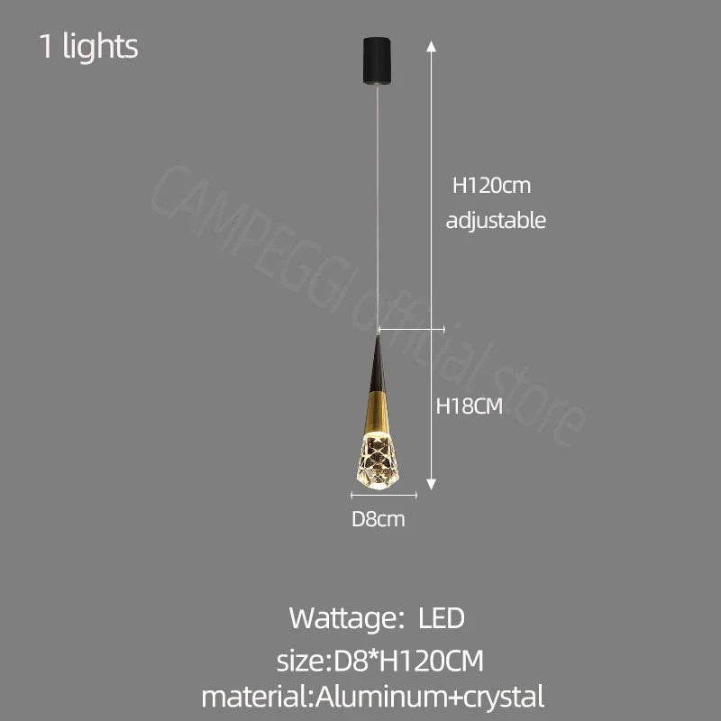 Lámpara de araña de cristal DecorBites™ con luz LED para escaleras, ideal para salas de estar, cocinas y restaurantes elegantes.