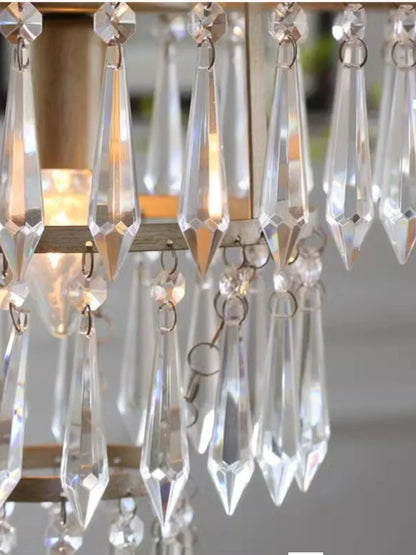 DecorBites™ American Country Chandelier French Luxury Iron Crystal Lamp