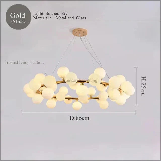 DecorBites™ LED Glass Chandelier Pendant Lamp for Living Room Dining Room Lighting