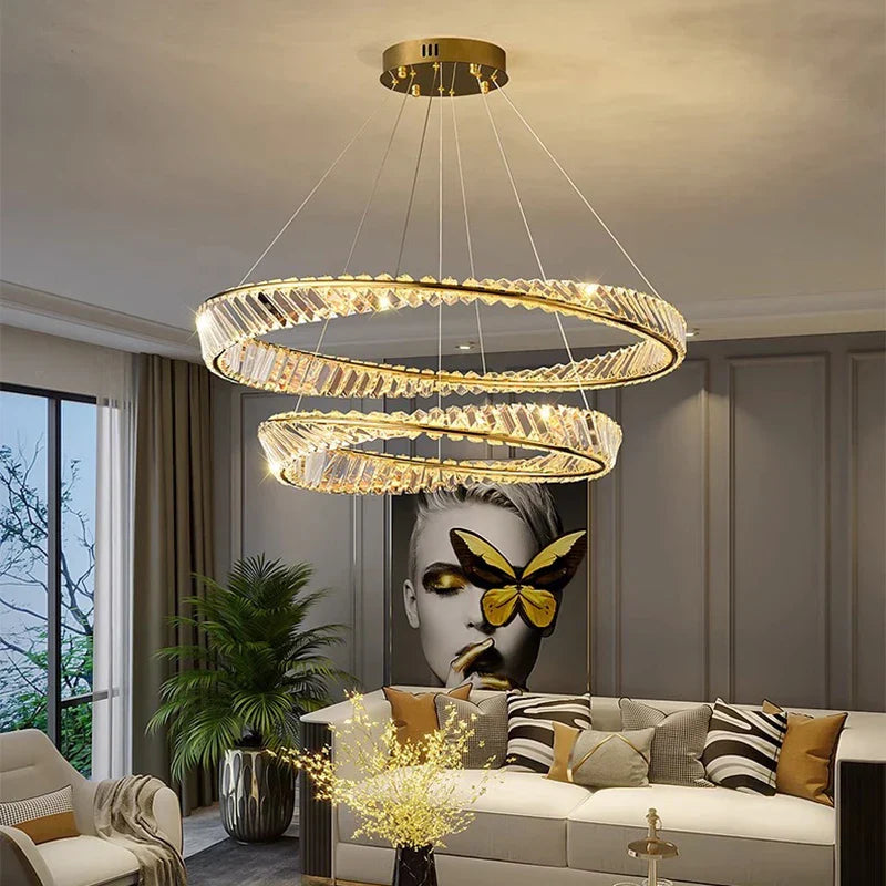 DecorBites™ Crystal Chandelier: Luxury Pendant Lamp for Living Room and Bedroom
