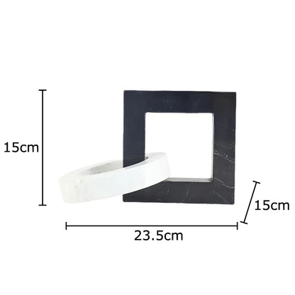 ديكور مكتب DecorBites™ - تمثال حلقي مربع تجريدي