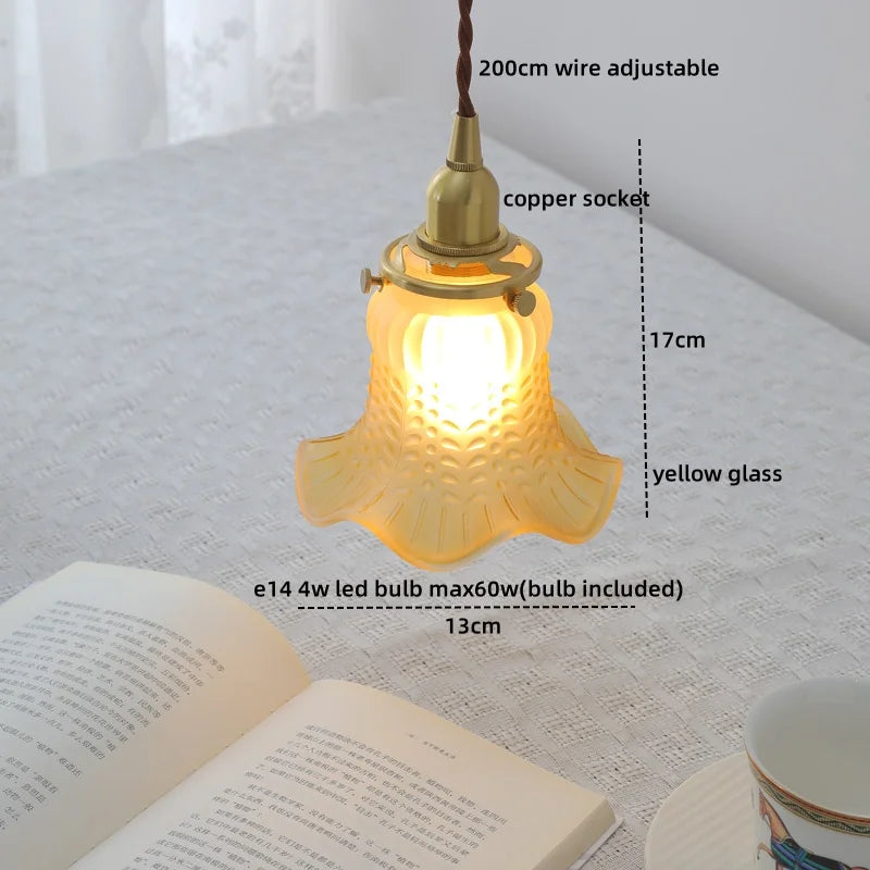 DecorBites™ Clear Glass LED Copper Chandelier Pendant Light for Modern Home Decor.