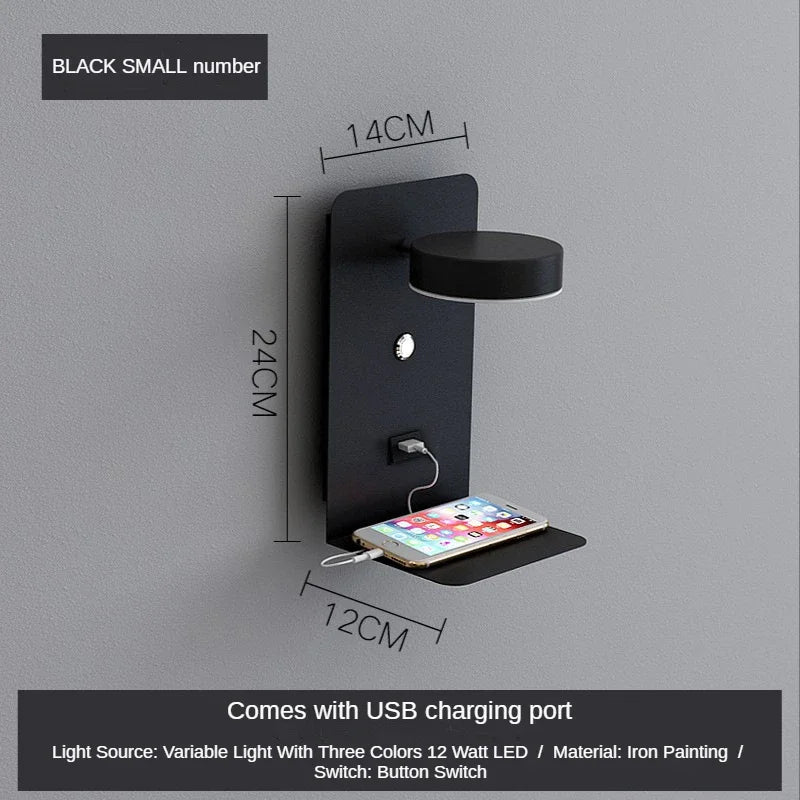 DecorBites™ LED Shelf Wall Lamp with USB Charging Port & Switch