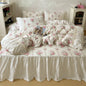 Decobites Korean Princess Flowers Bedding Set - Duvet Cover, Bed Skirt, Pillowcases