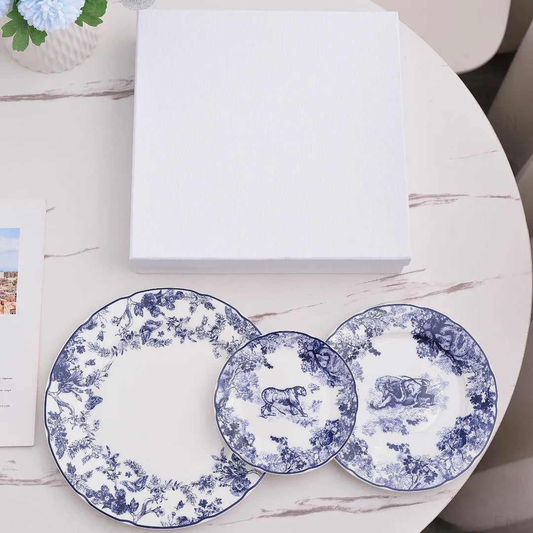 DecorBites™ Jungle Bone China Dinner Plates, Dessert Tray, Snack Dish - Tableware Dinnerware