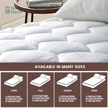 Decobites Hexagon Mattress Pad: Ultra Soft Deep Pocket Quilted Topper Cover.