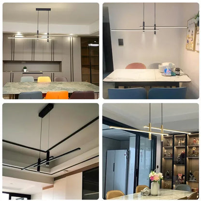 DecorBites™ Black Gold LED Pendant Lights for Modern Minimalist Dining Room Chandelier